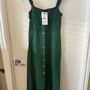 Zara Green Buttoned Midi Sundress